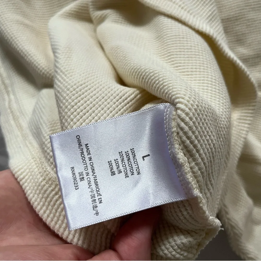 SOLD OUT SOLD Fear of God Essentials Cream Long Sleeve Henley Thermal Shirt - Picture 4 of 6